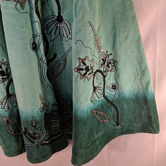 India It's a New Vision Embroidered Floral Butterfly Skirt Brown Teal Blue 10 - Picture 2 of 16